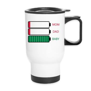 Parents empty battery - Thermal mug with handle - white - Front