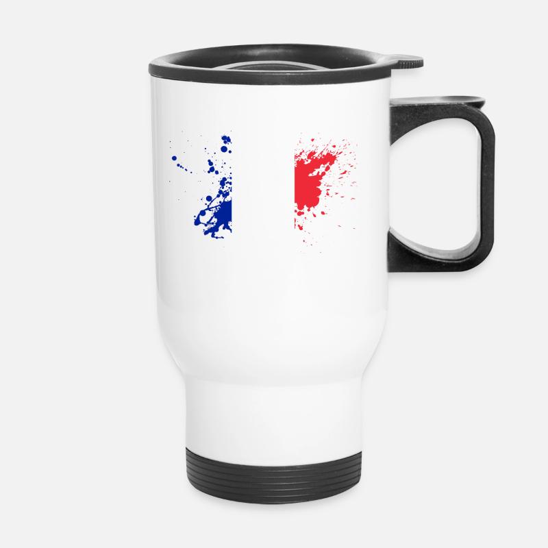 Frankreich Flagge Klecks - Thermobecher mit Tragegriff - Weiß
