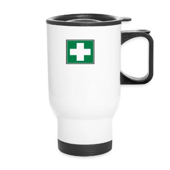 Lass mich durch ich bin Ersthelfer (weiß) - Thermobecher mit Tragegriff - Weiß - Vorne