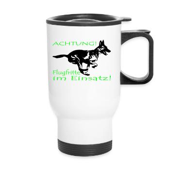 Malinois, fly frit in use - Thermal mug with handle - white - Front