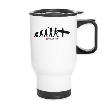 Evolution revolution surf cool humor - Thermal mug with handle - white - Front