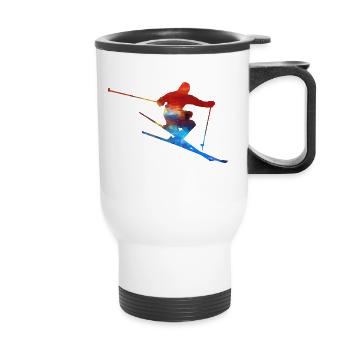 ski - Thermobecher mit Tragegriff - Weiß - Vorne