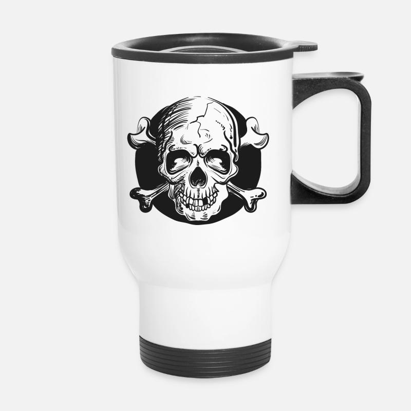 Totenkopf - Thermobecher mit Tragegriff - Weiß