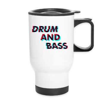 Drum and Bass Schräg - Thermobecher mit Tragegriff - Weiß - Vorne