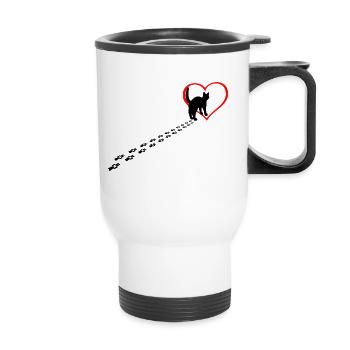 Cat in the Heart - Thermal mug with handle - white - Front