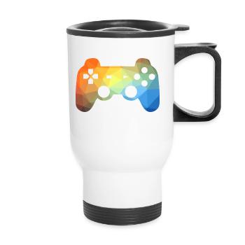 Colorful gaming controller - Thermal mug with handle - white - Front