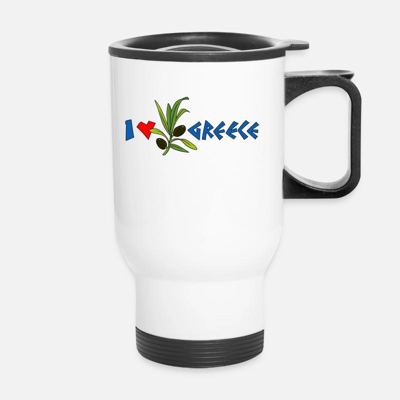 i love greece with olive - Thermal mug with handle - white