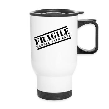 Fragile handle with care - Thermal mug with handle - white - Front
