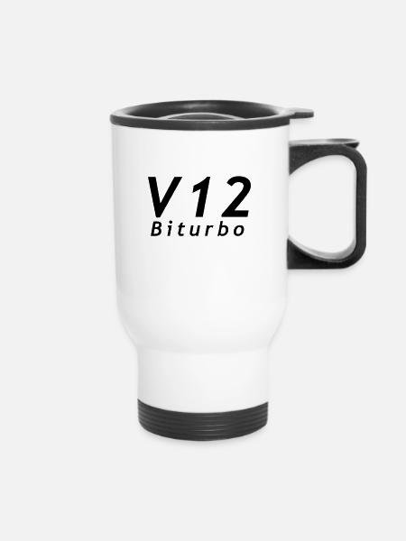 v12Biturbo - Thermobecher mit Tragegriff - Weiß