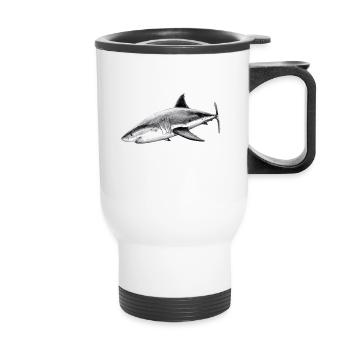 Great white shark - Thermal mug with handle - white - Front
