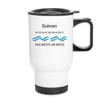 Duhnen - das beste am Meer - Thermobecher mit Tragegriff - Weiß - Vorne