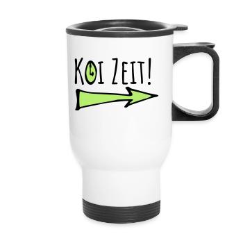 koi zeit - keine zeit schwäbisch - Thermobecher mit Tragegriff - Weiß - Vorne