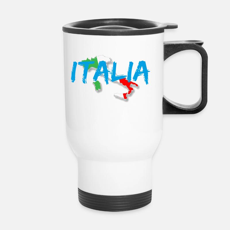 Italy blue tricolor boot - Thermal mug with handle - white