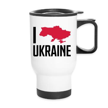 j'aime le pays ukrainien - Tasse isotherme avec poignée - blanc - Devant