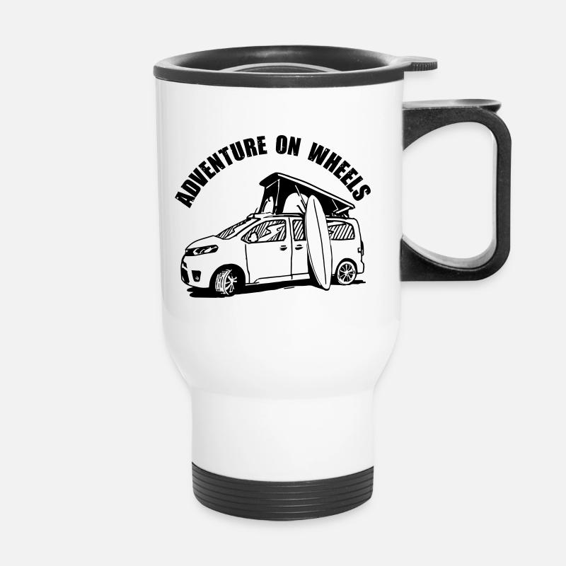 Adventure on Wheels Van - Thermobecher mit Tragegriff - Weiß