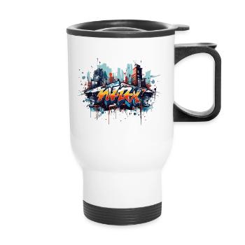 Street Art Revolution Cool Capot Graffiti Design - Tasse isotherme avec poignée - blanc - Devant