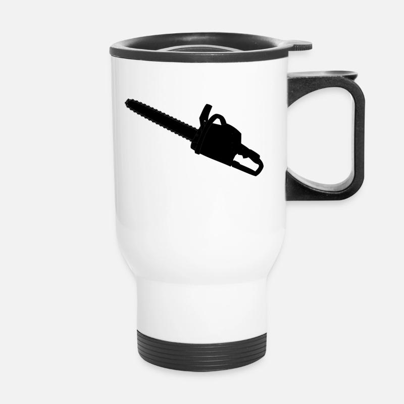 Saw, chainsaw, chainsaw - Thermal mug with handle - white