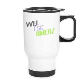 Weltschmerz saying word motto - Thermal mug with handle - white - Front