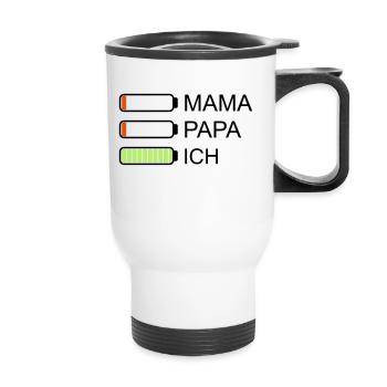 Batterie Mama Papa I vide - Tasse isotherme avec poignée - blanc - Devant