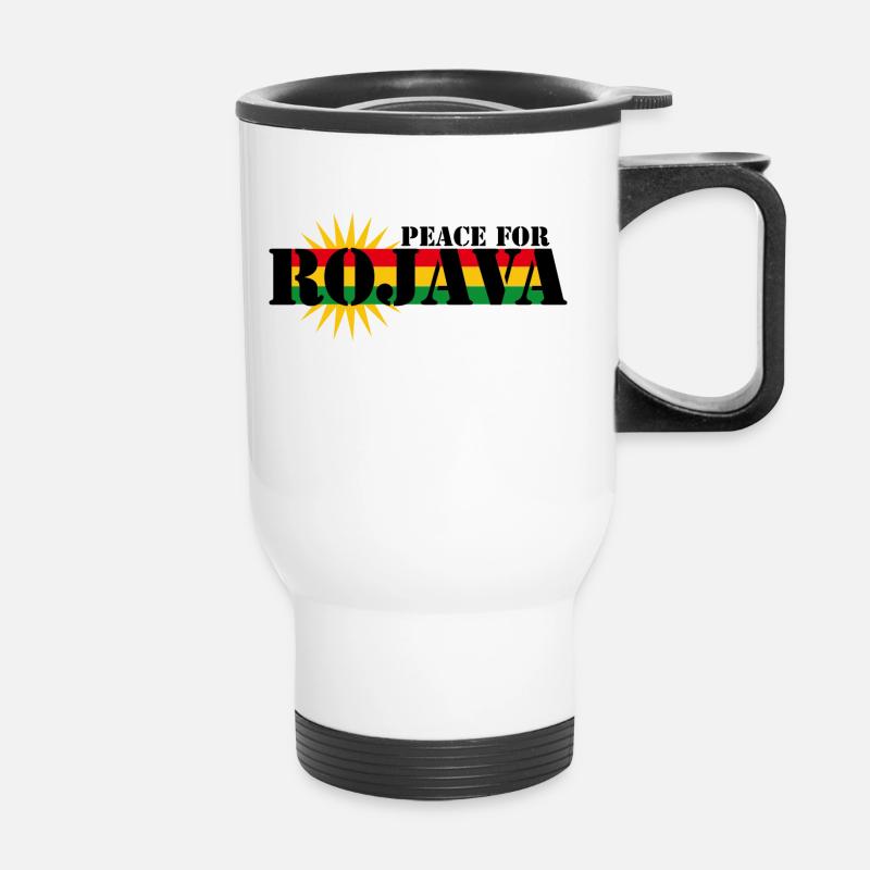 Peace For Rojava 2 Kurdistan T-Shirt - Thermobecher mit Tragegriff - Weiß