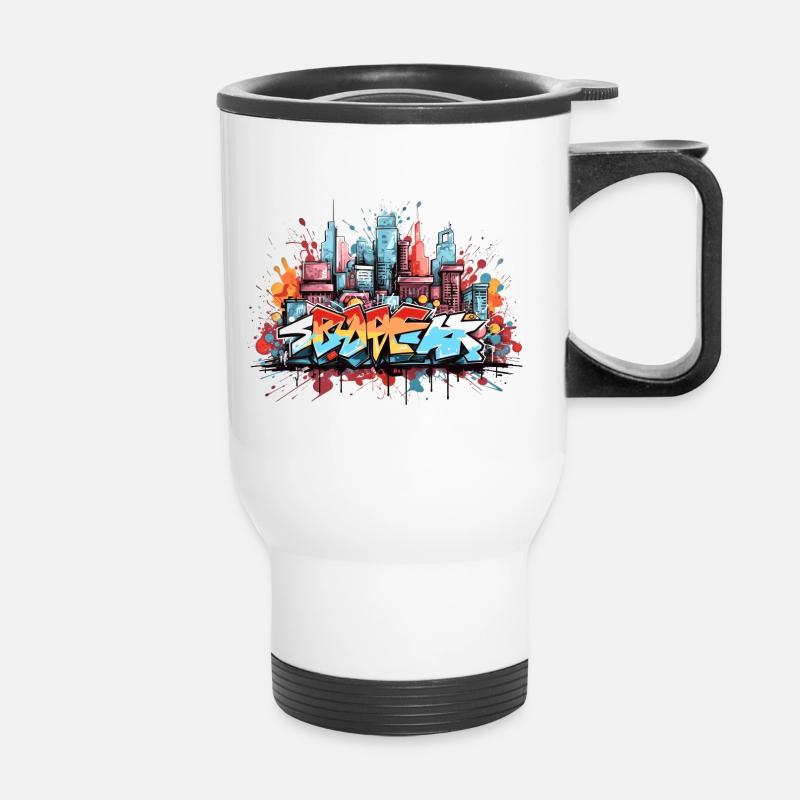 Urban Graffiti abstrakte Street Art Kleidung - Thermobecher mit Tragegriff - Weiß