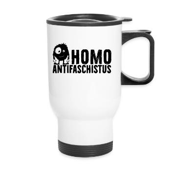 Homo Antifaschistus - antifascist life form - Thermal mug with handle - white - Front