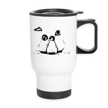 Beautiful penguin design. Ideal for everyone. - Thermal mug with handle - white - Front