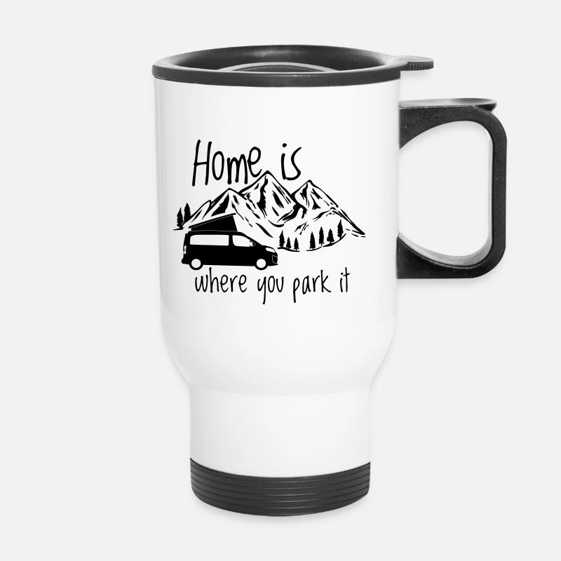 Home is where you park it - Thermobecher mit Tragegriff - Weiß