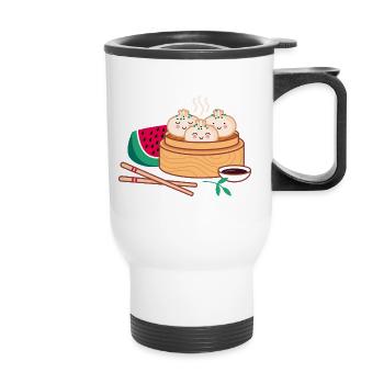 Dim Sum mit Wassermelone - Thermobecher mit Tragegriff - Weiß - Vorne