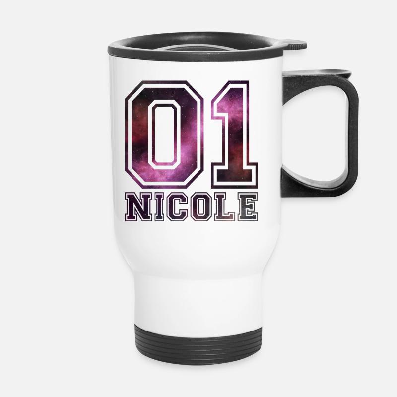 nom Nicole - Tasse isotherme avec poignée - blanc