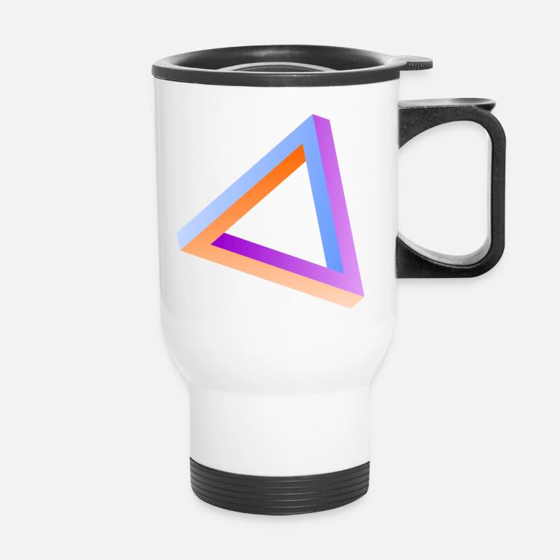 Impossible triangle optical illusion - Thermal mug with handle - white