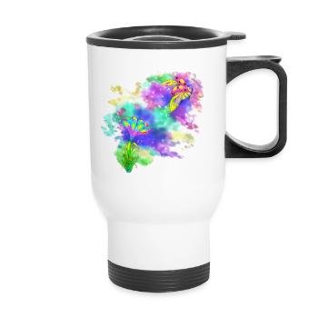 Ladybug flower star design hand drawn - Thermal mug with handle - white - Front