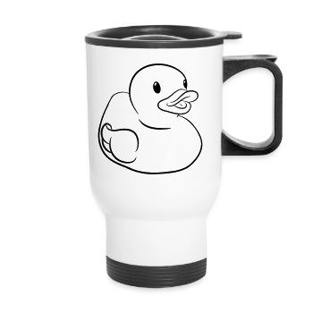 Rubber Duck – Drôle de canard en caoutchouc pour baignoire - Tasse isotherme avec poignée - blanc - Devant