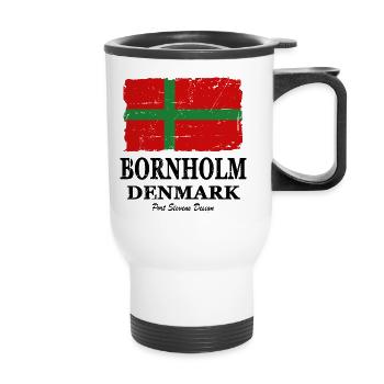 Flag of Bornholm - Bornholm flag - shabby look - Thermal mug with handle - white - Front