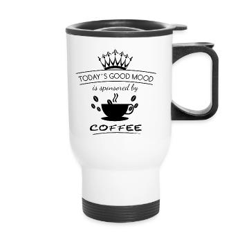 Gute Laune Kaffee | Good Mood - Thermobecher mit Tragegriff - Weiß - Vorne
