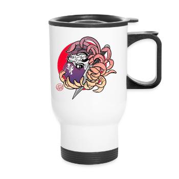 Daruma dans un chrysanthème - Tasse isotherme avec poignée - blanc - Devant