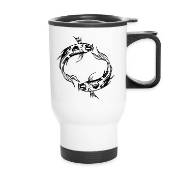 Deux poissons vector Koi Carpe - Tasse isotherme avec poignée - blanc - Devant