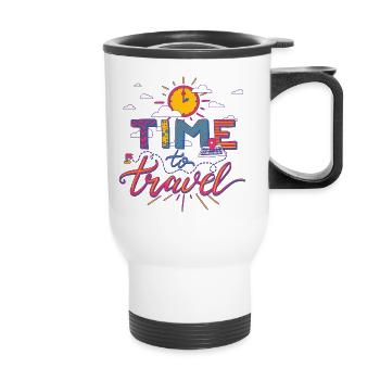 Time To Travel Holiday Adventure Shirt - Thermal mug with handle - white - Front