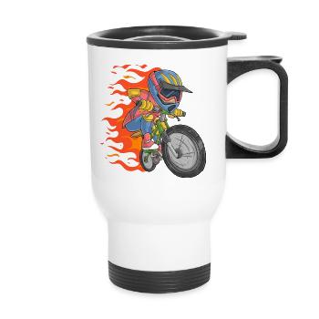 Motards avec des flammes - Tasse isotherme avec poignée - blanc - Devant