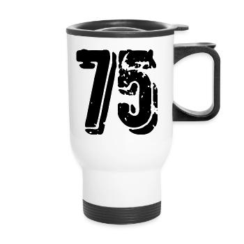 75 number jersey - Thermal mug with handle - white - Front