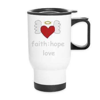 heart wings faith - Thermal mug with handle - white - Front