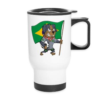 Brazil Fan Dog - Thermal mug with handle - white - Front