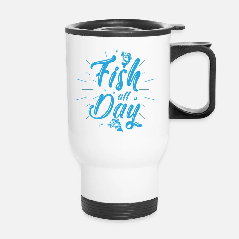Fishing every day - Thermal mug with handle - white