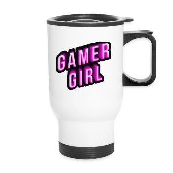 gamer girl pink 3d effekt - Thermobecher mit Tragegriff - Weiß - Vorne