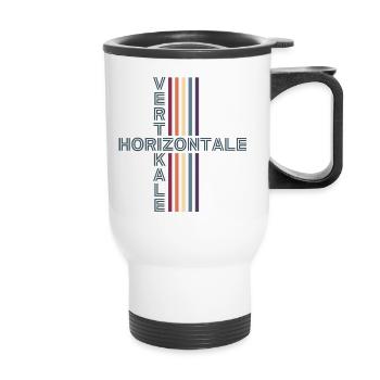 Horizontal Vertical Retro Vintage - Thermal mug with handle - white - Front