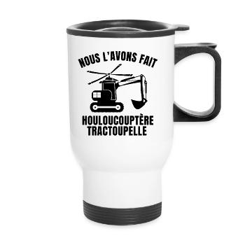 tractopelle, pelleteuse, chef de chantier - Tasse isotherme avec poignée - blanc - Devant