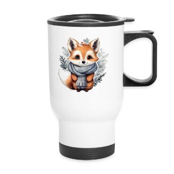 Renard d’hiver - Tasse isotherme avec poignée - blanc - Devant