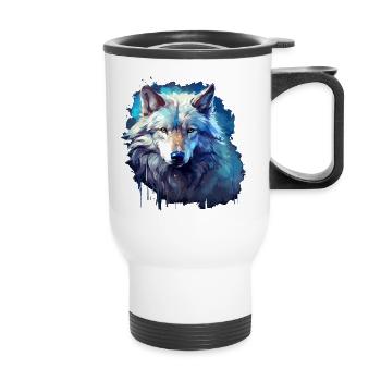 Cadeau Viking Wolf Power Animal Shaman Odin - Tasse isotherme avec poignée - blanc - Devant