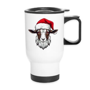 Ziege Xmas Weihnachten Tier Kopf - Thermobecher mit Tragegriff - Weiß - Vorne