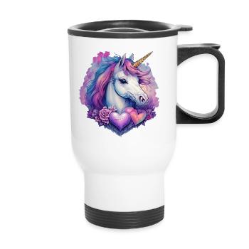 Einhorn Kopf - Thermobecher mit Tragegriff - Weiß - Vorne